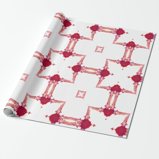 Papier Cadeau Concepteur magenta urbain chic Fretwork d'or blanc (Déroulé)