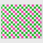 Papier Cadeau Conception à carreaux rose blanc vert (Plat)