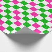Papier Cadeau Conception à carreaux rose blanc vert (Coin)