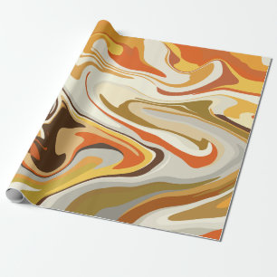 Papier Cadeau Conception Abstraite Tourbillonnante Orange et Bei