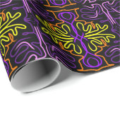 Papier Cadeau Conception Abstraite violet, jaune, orange et rose (Coin rond)