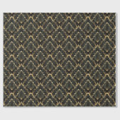 Papier Cadeau Conception Art Déco noir et or (Plat)