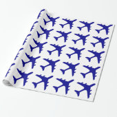 Papier Cadeau Conception blanche bleue d'avion (Déroulé)