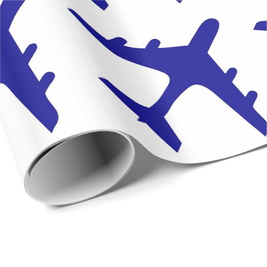 Papier Cadeau Conception blanche bleue d'avion (Coin rond)