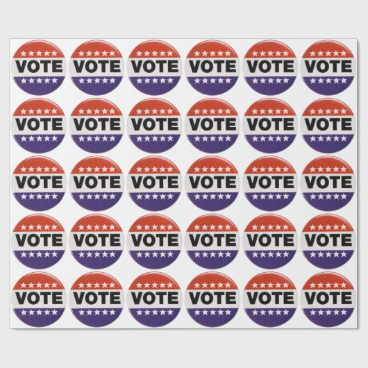 Papier Cadeau Conception blanche et bleue rouge de vote (Plat)