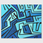 Papier Cadeau Conception bleue de graffiti (Plat)