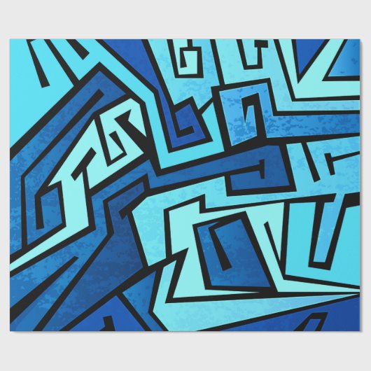 Papier Cadeau Conception bleue de graffiti (Plat)