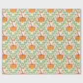 Papier Cadeau Conception Botanique de Citrouille d'Automne (Plat)