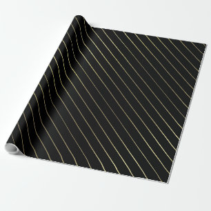 Papier Cadeau Conception brillante fascinante rayée d'or noir