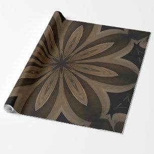 Papier Cadeau Conception Brown rustique de kaléidoscope de fleur