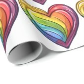 Papier Cadeau Conception cardiaque gay pride (Coin rond)