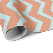 Papier Cadeau Conception Chevron Bold : Rayure Orange et Bleu Cl (Coin rond)