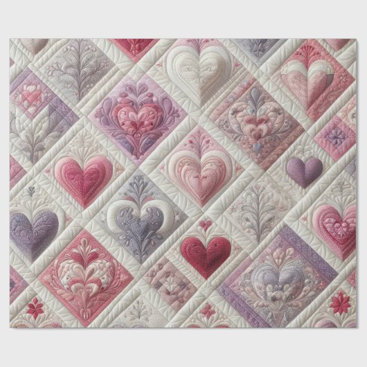 Papier Cadeau Conception Coeur Quilé (Plat)