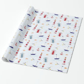 Papier Cadeau Conception côtière de phare et d'ancre nautique (Déroulé)
