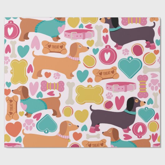 Papier Cadeau Conception Dachshund joueuse (Plat)
