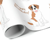 Papier Cadeau Conception d'anniversaire de chien Saint-Bernard (Coin rond)