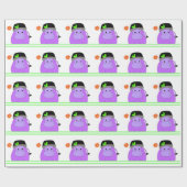 Papier Cadeau Conception d'anniversaire d'hippopotame violet (Plat)