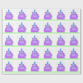 Papier Cadeau Conception d'anniversaire d'hippopotame violet (Plat)