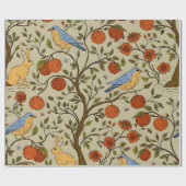 Papier Cadeau Conception d'arbres bruns avec des pommes oranges  (Plat)