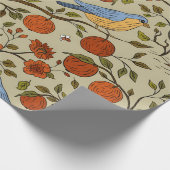 Papier Cadeau Conception d'arbres bruns avec des pommes oranges  (Coin)