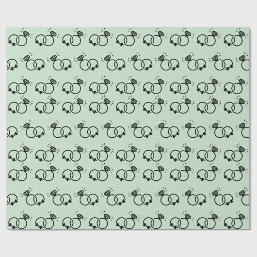 Papier Cadeau Conception de bagues de mariage classiques vert cl (Plat)