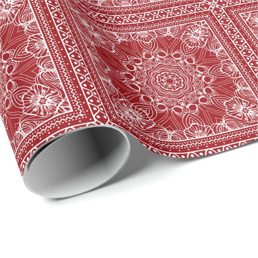 Papier Cadeau conception de bandanna rouge et blanc (Coin rond)