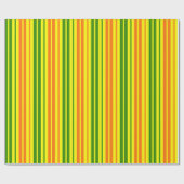 Papier Cadeau Conception de bandes verticales orange jaune vert (Plat)