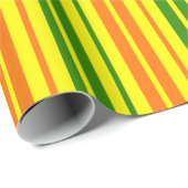 Papier Cadeau Conception de bandes verticales orange jaune vert (Coin rond)