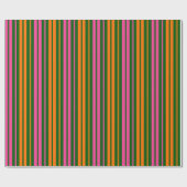 Papier Cadeau Conception de bandes verticales orange vert rose (Plat)