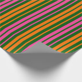 Papier Cadeau Conception de bandes verticales orange vert rose (Coin)