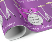 Papier Cadeau Conception de batterie Anniversaire (Coin rond)