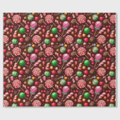 Papier Cadeau conception de bonbons doux charmants (Plat)