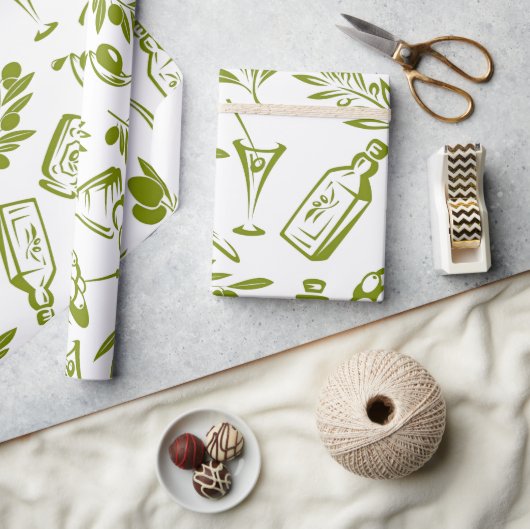 Papier Cadeau Conception de bouteille à feuilles de couleur vert (Artisanat)