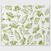 Papier Cadeau Conception de bouteille à feuilles de couleur vert (Plat)