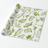 Papier Cadeau Conception de bouteille à feuilles de couleur vert (Déroulé)