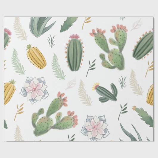 Papier Cadeau Conception de cactus (Plat)