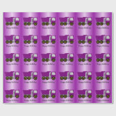 Papier Cadeau Conception de camion violet pour anniversaire (Plat)
