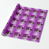 Papier Cadeau Conception de camion violet pour anniversaire (Déroulé)