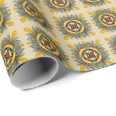 Papier Cadeau Conception de carreaux victoriens en cire d'abeill (Coin rond)