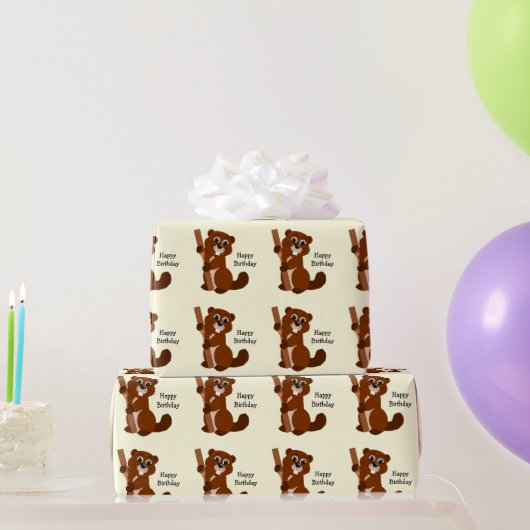 Papier Cadeau Conception de castor Anniversaire (Cadeaux de fête)