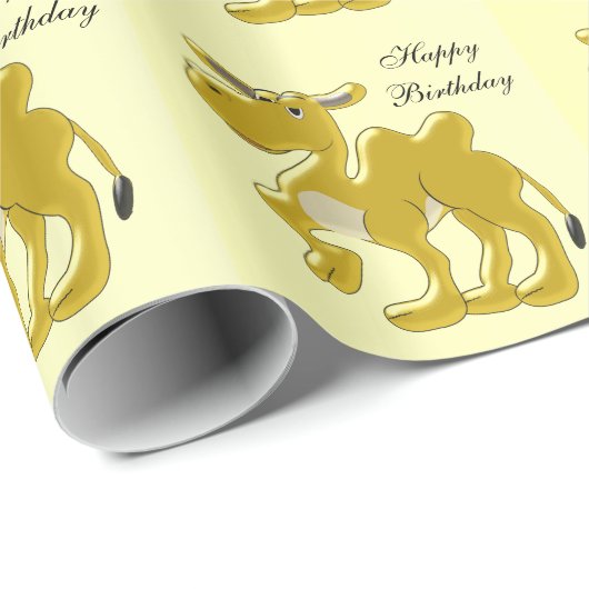 Papier Cadeau Conception de chameau Anniversaire (Coin rond)