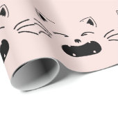 Papier Cadeau Conception de chat mignon | Illustration féline ad (Coin rond)