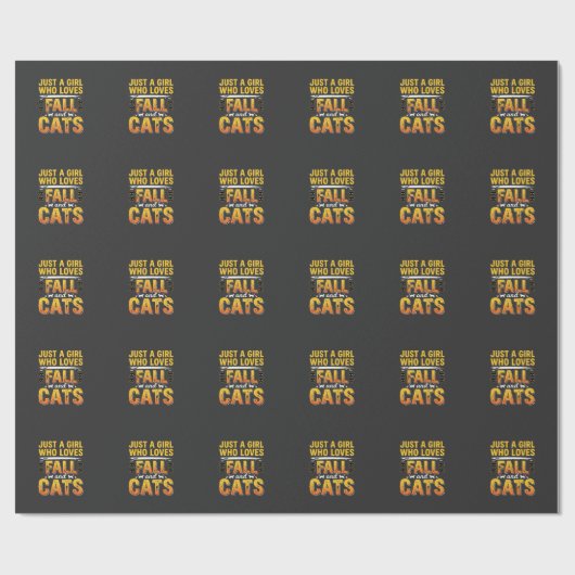 Papier Cadeau Conception de chats fille d'automne Halloween_1 (Plat)