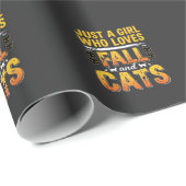Papier Cadeau Conception de chats fille d'automne Halloween_1 (Coin rond)