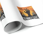 Papier Cadeau Conception de chemise à main de zombie de cimetièr (Coin rond)