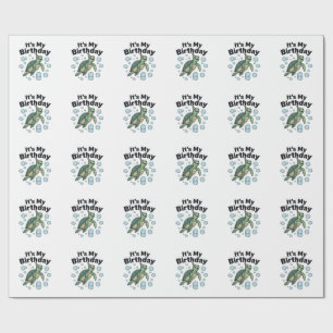 Papier Cadeau Conception de chemise d'anniversaire de tortue mar