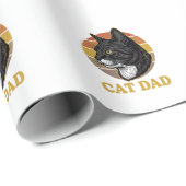 Papier Cadeau Conception de chemise pour papa chat vintage amate (Coin rond)