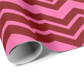 Papier Cadeau Conception de chevron zigzag rouge bordeaux rose (Coin rond)
