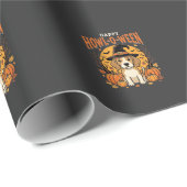 Papier Cadeau Conception de chien de citrouille de Beagle Hallow (Coin rond)