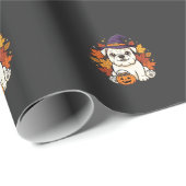 Papier Cadeau Conception de chien de citrouille d'Halloween de B (Coin rond)